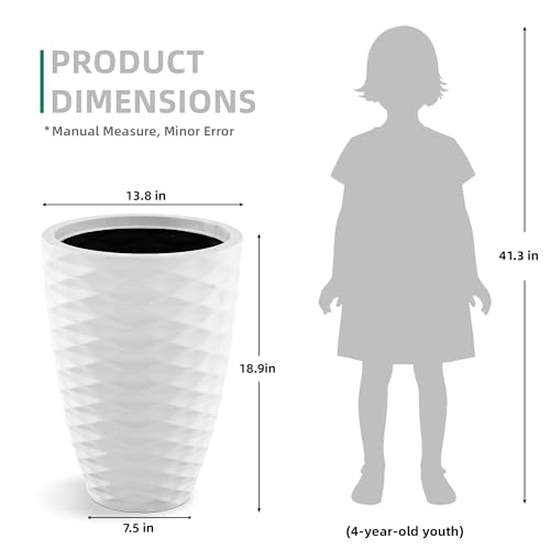 2-Pack 19" White Resin Tall Outdoor Planters with Wave Texture - color: 19"h-white Wavy