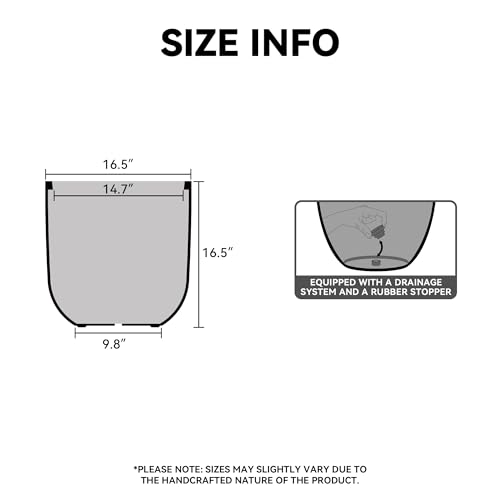 Kante Large Round Capsule Black Concrete Planter 16.5" Dia, Outdoor - color: Black, size: 16.5"Dia x 16.5"H