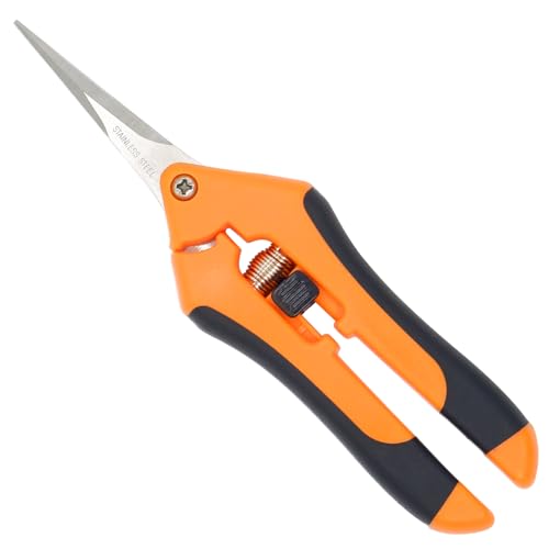 1PC Pruning Shears, Garden Trimming Scissors with Straight Blades, Gardening Hand Pruning Snips Titanium Coated Precision Bonsai Pruning Shears, Convenient Flower Cutters (Orange) - color: Orange