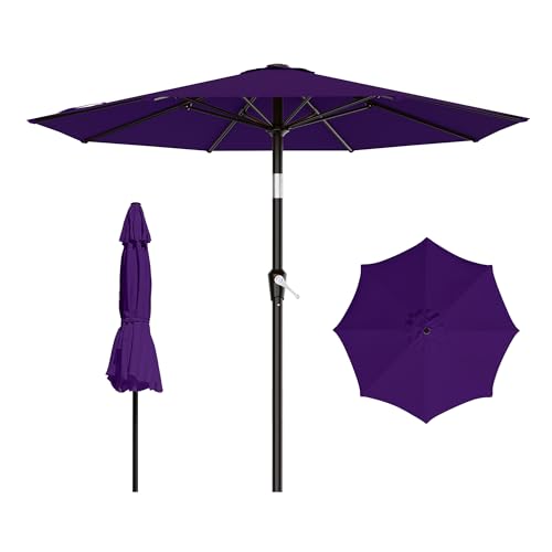 AreShark 9FT Outdoor Patio Umbrella with Tilt and Crank, Dark Purple - color: Dark Purple, size: 9ft
