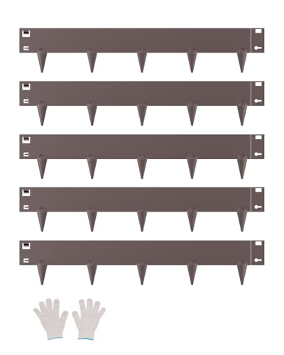 VEVOR Steel Landscape Edging, 5 Packs 39 x 4 in Rust-Resistant Metal Landscape Edging, Bendable Garden Edging Border, Heavy Duty Lawn Edging, Easy-to-Install, Flower Bed Yard Pathway Divider Brown - size: 39" L x 4" H, style: Upgraded version(Brown)