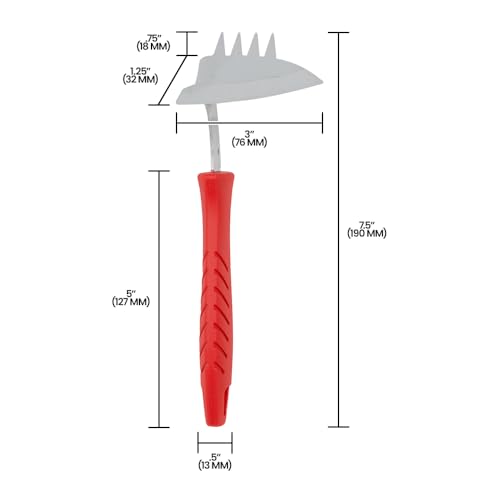 Zenport LT373 Stainless Weeder, Hoe, Rake Combo Hand Tool, Red