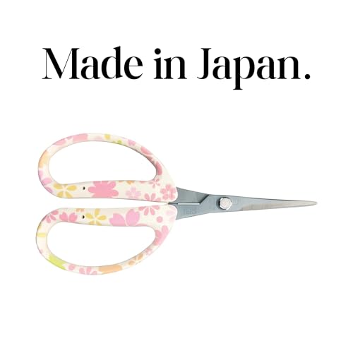 CHIKAMASA CRI-550SRF(Cherry Blossom), The Specialty Trimming Precise Scissors, Stainless Steel with Fluorine Coating, Curved Blade for Trimming, harvesting vegetables and fruit. (Cherry Blossom) - color: Cherry Blossom