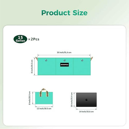 2 Pcs 15 Gallon Rectangle Grow Bags for Growing Potatoes, PE Pots Potato Pots Growing Containers Potato Planter Potato Planter for Growing Potatoes, Green - size: 15 gallon