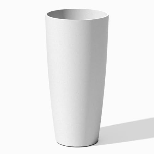 Veradek Mason Series Vega Planter - Tall Round Outdoor Planter with Shelf - color: White, size: 28 inch