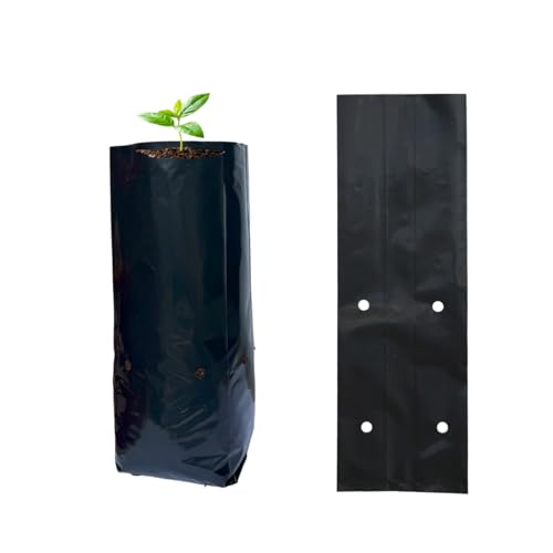 gardtree 100 Pcs Tall Plant Nursery Bags 3.9" x 10", Deep Root Plastic Plant Grow Bags Thicken Tree Seedling Pots for Vegetables, Flower, Fruit, Citrus, Nut Trees, Taproot Saplings - size: 3.9"x10"/100PCS
