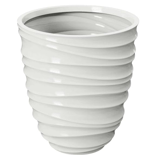 White Round Plastic Planter 16x16x18 Inches, Tall Sturdy Flower Pot for Patio and Garden, Fade and Weather Resistant, Lightweight Design with Drainage