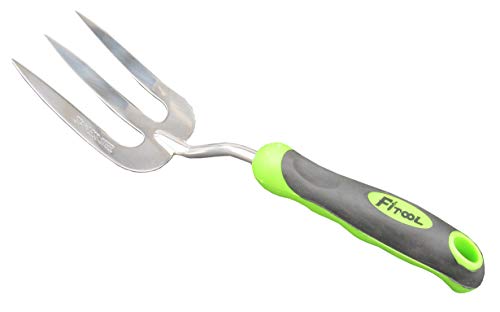 Stainless Steel Garden Fork/Weeder 3T 12-Inch - Super Strong Premium Garden Hand Weeder Fork - Stainless Steel Blade Mirror Polishing - with Soft dual-color Ergonomic Handle