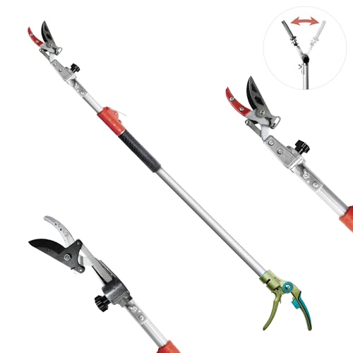 GARTOL Pruner for Garden, Cut Upto 1 Inch & Hold Telescopic Pole Pruner, Fruit Picker with Rotating Blade Head, Lightweight Aluminum Extendable Handle for Tree Branch Cutter, 7.87-13.78 FT, Silver - size: 7.87-13.78 FT