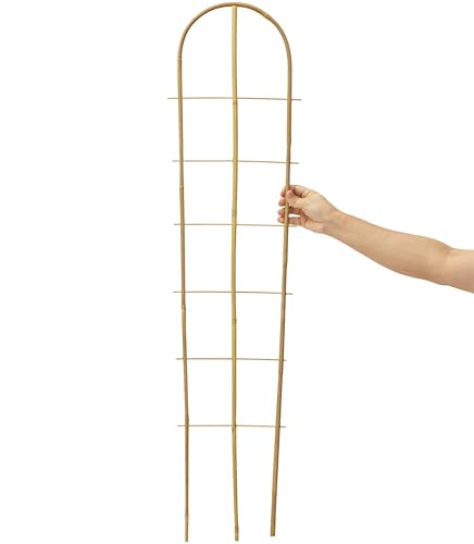 5 Pack 4 Feet U-Shape Bamboo Trellis, Natural Bamboo Trellis for Climbing Plants, Vegetables, Cucumber, Tomato, Outdoor and Indoor Potted Plants