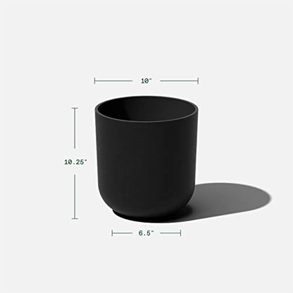Veradek Mason Series Lima Planter & Drip Tray - Large Round Outdoor Planter - color: Black, size: 10 inches - 2 Pack with Saucers
