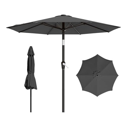 AreShark 9FT Outdoor Patio Umbrella with Tilt and Crank, Gray - color: Gray, size: 9ft