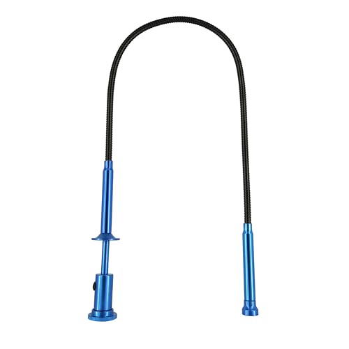 24.4 in Claw Grabber Tool,Bendable Hose Reacher Pickup with LED Light,4 Claw Picking Tool for Garbage Litter Pick Home Sink Drain and Metal Small Items. (Blue) - color: Blue