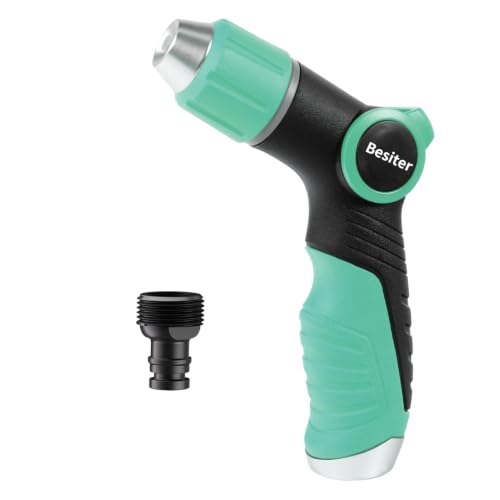 Besiter Garden Hose Nozzle Sprayer High Pressure Water Hose Nozzle with 4 Patterns with Adjustable Spray for Car Washing, Garden Watering, Patio Cleaning and Pets (Blue) - color: Lightblue