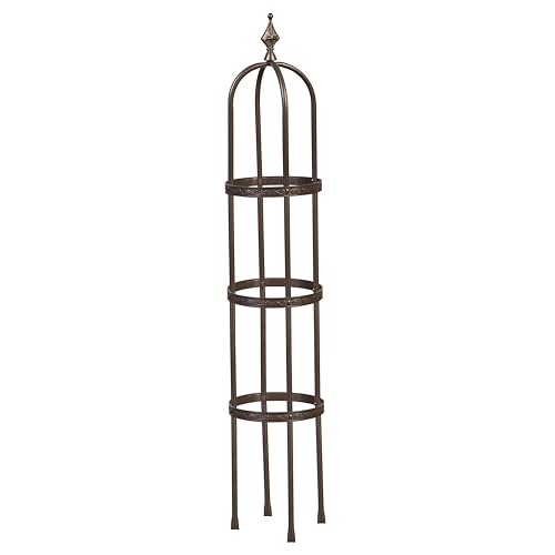 Evergreen 5 ft Garden Trellis for Climbing Plants Vines, Jasmine & Flowers, Rustproof Metal Obelisk Trellises, Outdoor & Indoor Plant Support for Potted Planters (Bronze) - color: 5 ft Bronze