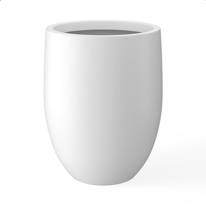 Kante Large Round Bullet White Concrete Planter 21.7" Tall, Outdoor - color: White