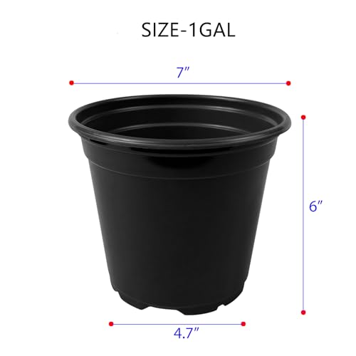 OUPSAUI 1 Gallon Pots for Plants,Flexible Gallon Plastic Nursery Pots with Drainage Holes, Plastic Pots for Outdoor Plants (1Gal-20pcs) - size: 1Gal-20pcs