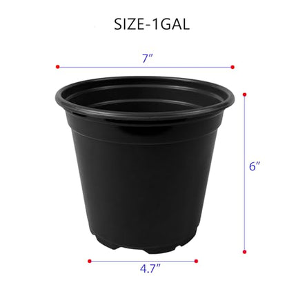 OUPSAUI 1 Gallon Pots for Plants,Flexible Gallon Plastic Nursery Pots with Drainage Holes, Plastic Pots for Outdoor Plants (1Gal-20pcs) - size: 1Gal-20pcs