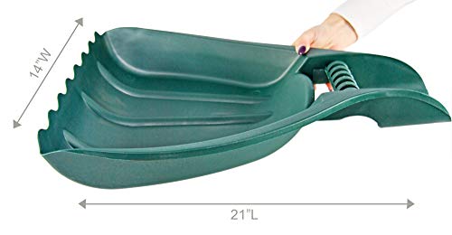 Home-X Leaf Collector Hand Scoop Set, Leaf Collector Shovels with Handles for Garden and Yard Landscaping, Gardening Hand Tools, Set of 2, 21" L x 14" W x 2" H, Green