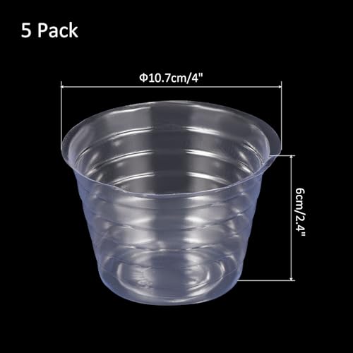M METERXITY 5 Pack Planter Saucers - Thin Plastic Plant Tray Flowerpot Drip Trays Round Apply to Outdoor/Garden (4 Inch, Clear) - size: 4 Inch