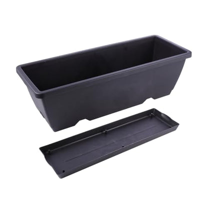 ERINGOGO Rectangular Garden Planter 19.68 Inch Plastic Plant Pot with Drainage Hole and Saucer for Indoor Outdoor Use Balcony Patio Herb Vegetable Container