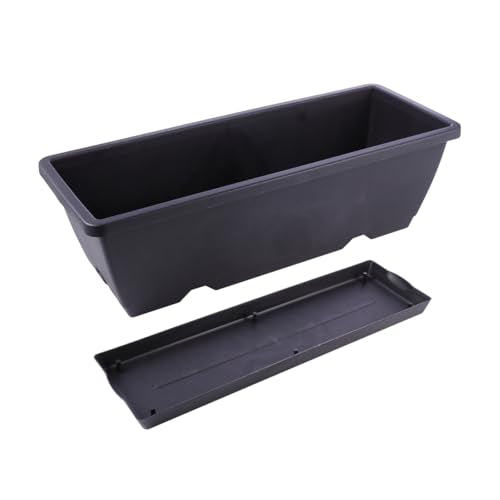 ERINGOGO Rectangular Garden Planter 19.68 Inch Plastic Plant Pot with Drainage Hole and Saucer for Indoor Outdoor Use Balcony Patio Herb Vegetable Container