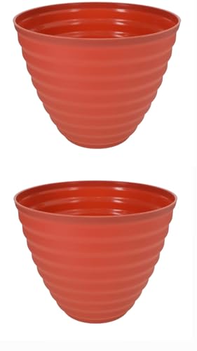 Lightweight Plastic Indoor and Outdoor Portable Wave Planter, 10 in. Plastic Flower Pots Decorative Plants Flowers Herbs Container for Home Porch Patio Deck Garden, 2pcs (10x8x10 in.)