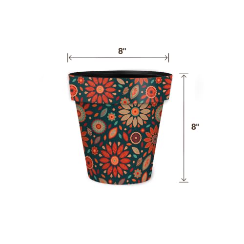 Briarwood Lane Everyday Planter 8.5" x 8.5" x 8.5" Orange and Teal Floral Small Planter - color: Org Teal Flor, size: Small