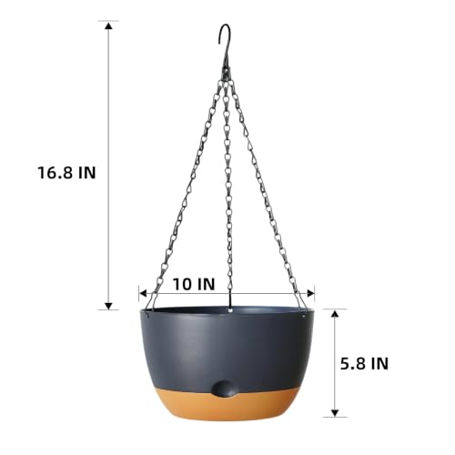 Hanging Planters, 3 Pack, Self-Watering, 10 Inch, Grey - color: Gray, size: 10 Inch