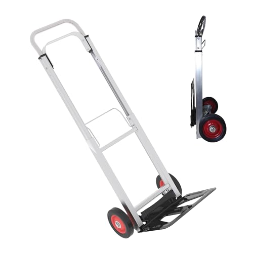 Folding Hand Truck with Wheels, 198 lbs Capacity, Aluminum Collapsible Hand Truck with Telescoping Handle, Portable Moving Dolly Cart for Home, Garage - size: Aluminum Hand Truck