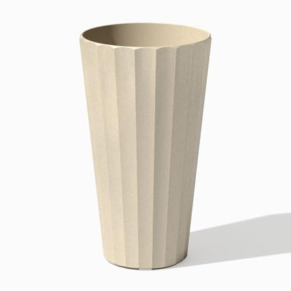 Veradek Column Series Tall Planter - Tapered Outdoor Planter with Shelf - color: Sand, style: Wide Groove
