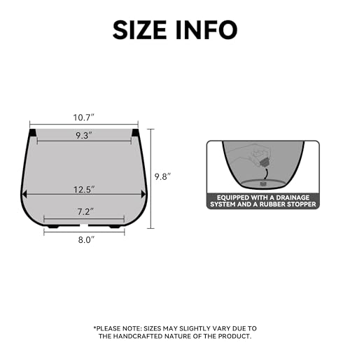 Kante Small Round Curved Charcoal Concrete Planter 12.6" Dia, Outdoor - color: Ribbed Charcoal, size: 12.6"Dia x 9.8"H