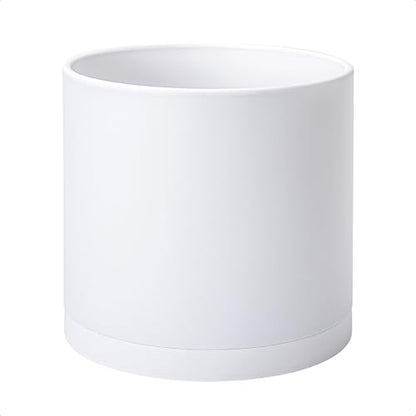 D'vine Dev Plastic Planter Pot with Saucer, 12 in, White, 74-X-A-3 - color: Matte White, size: 12 Inch