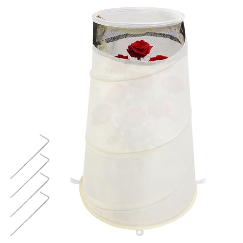 Purple Star 20" x 13" x 9" Pop Up Rose Cones for Winter Protection, Winter Rose Collars Protective Cover, Freeze Protection Roses Bush Cover for Protecting Against Frost Wind and Animals Eating - color: White-1Pcs