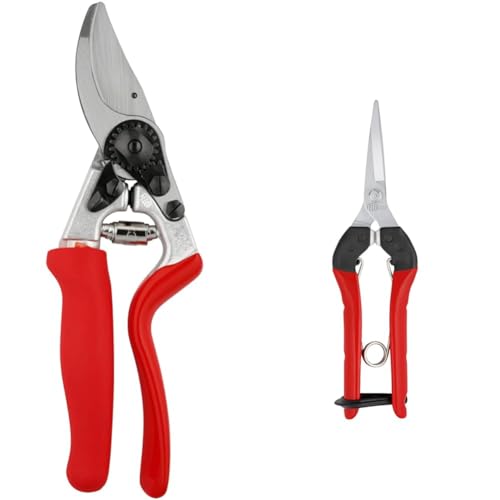 Felco Pruning Shears (F 7) & FELCO322 Snips - Swiss Made Garden Pruners & Picking Shears Bundle