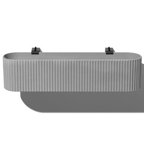 Veradek Demi Series Railing Planter - Round Window Box with Bracket - color: Gray, size: 36 inch