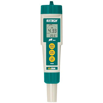 Extech PH100 Waterproof ExStik II pH Meter Kit with Flat Surface Electrode and Temperature LCD Display - style: pH