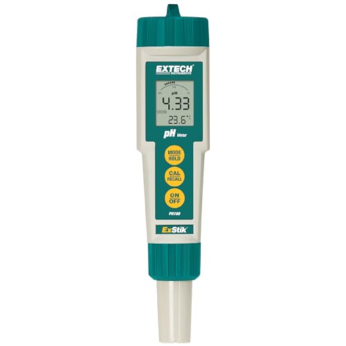 Extech PH100 Waterproof ExStik II pH Meter Kit with Flat Surface Electrode and Temperature LCD Display - style: pH