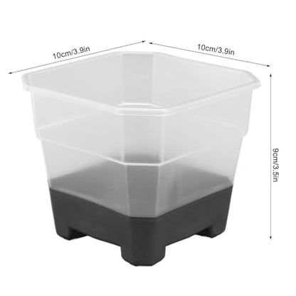 20Pcs Nursery Pot Planters Variety Pack, Reusable Clear Plastic and Silicone Square Pots with Drainage for Seedlings and Flower Plants (Black) - color: Black