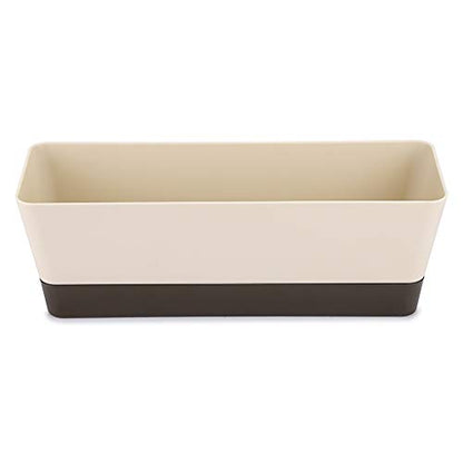 Skelang 2 Pcs Rectangular Plant Pot, 12" Watering Plant Container with Drainage Hole, Window Planter Box with Saucer for Succulents, Flowers, Herbss