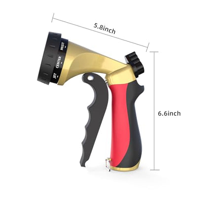 Metal Garden Hose Nozzle with 8 Spray Patterns & Thumb Control - color: Red Black
