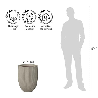 Kante Large Round Bullet Weathered Concrete Planter 21.7" Tall, Outdoor - color: Weathered Concrete, size: 21.7 Inch Tall