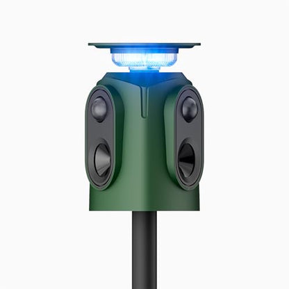 360° Solar Ultrasonic Animal Repellent Outdoor, Deer Repellent Devices, IP65 Waterproof Cat Deterrent for Yard, Effective Repel Squirrel, Rabbit, Dog - Green