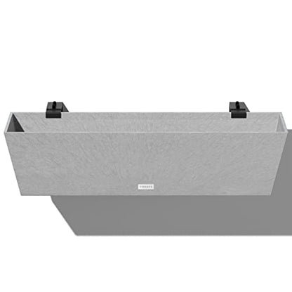 Veradek Pure Series Railing Planter - Tapered Window Box with Bracket - color: Gray, size: 36 inch