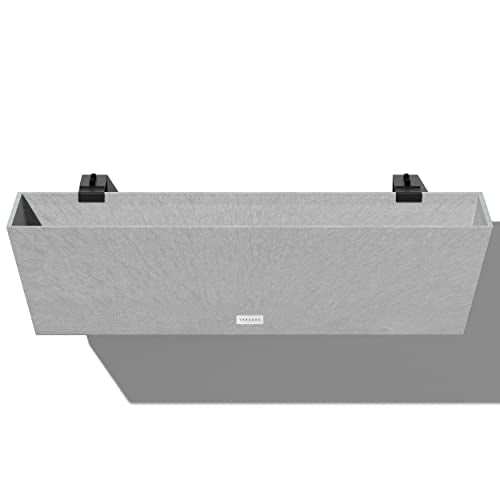 Veradek Pure Series Railing Planter - Tapered Window Box with Bracket - color: Gray, size: 36 inch