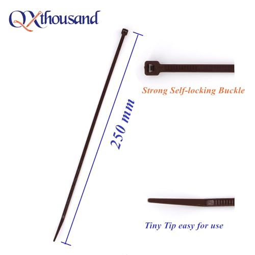 Dark Brown Zip Ties 10 Inch Cable Ties 100 Pack Outdoor Use - size: 10"-brown-100 pcs