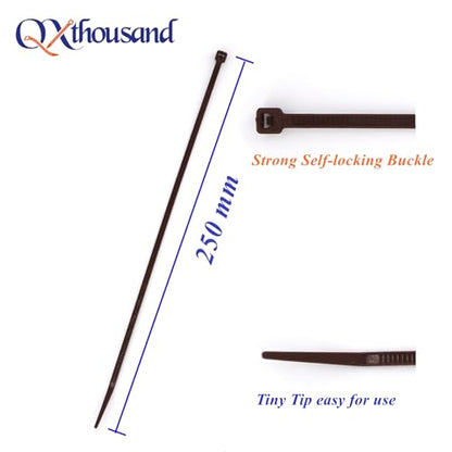 Dark Brown Zip Ties 10 Inch Cable Ties 100 Pack Outdoor Use - size: 10"-brown-100 pcs