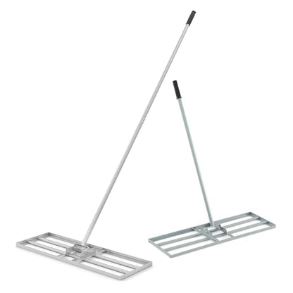 Goplus Lawn Leveling Rake, 30" x 10" Heavy Duty Level Lawn Tool w/ Ergonomic Handle for Soil, Effort-Saving Landscape Rake for Garden, Backyard, Golf Course, Farm, Pasture (Sliver) - color: Sliver