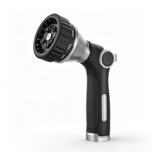 RESTMO Water Hose Nozzle Heavy Duty, Garden Hose Sprayer Thumb Control - color: Silver