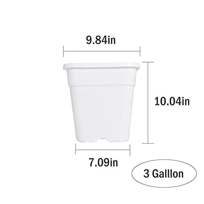 10-Pack 3 Gallon Square Nursery Pots Plastic Garden Planter Pots Flower Seedling Container for Indoor Outdoor Plants Seedlings Flowers Vegetables White - size: 3 Gallon